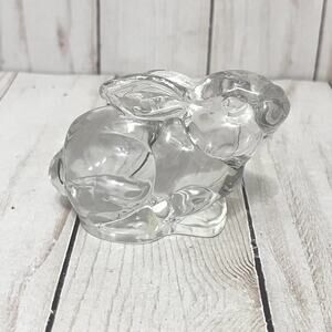 Silvestri Clear Crystal Glass Easter Bunny Rabbit Cottage Paperweight Figurine